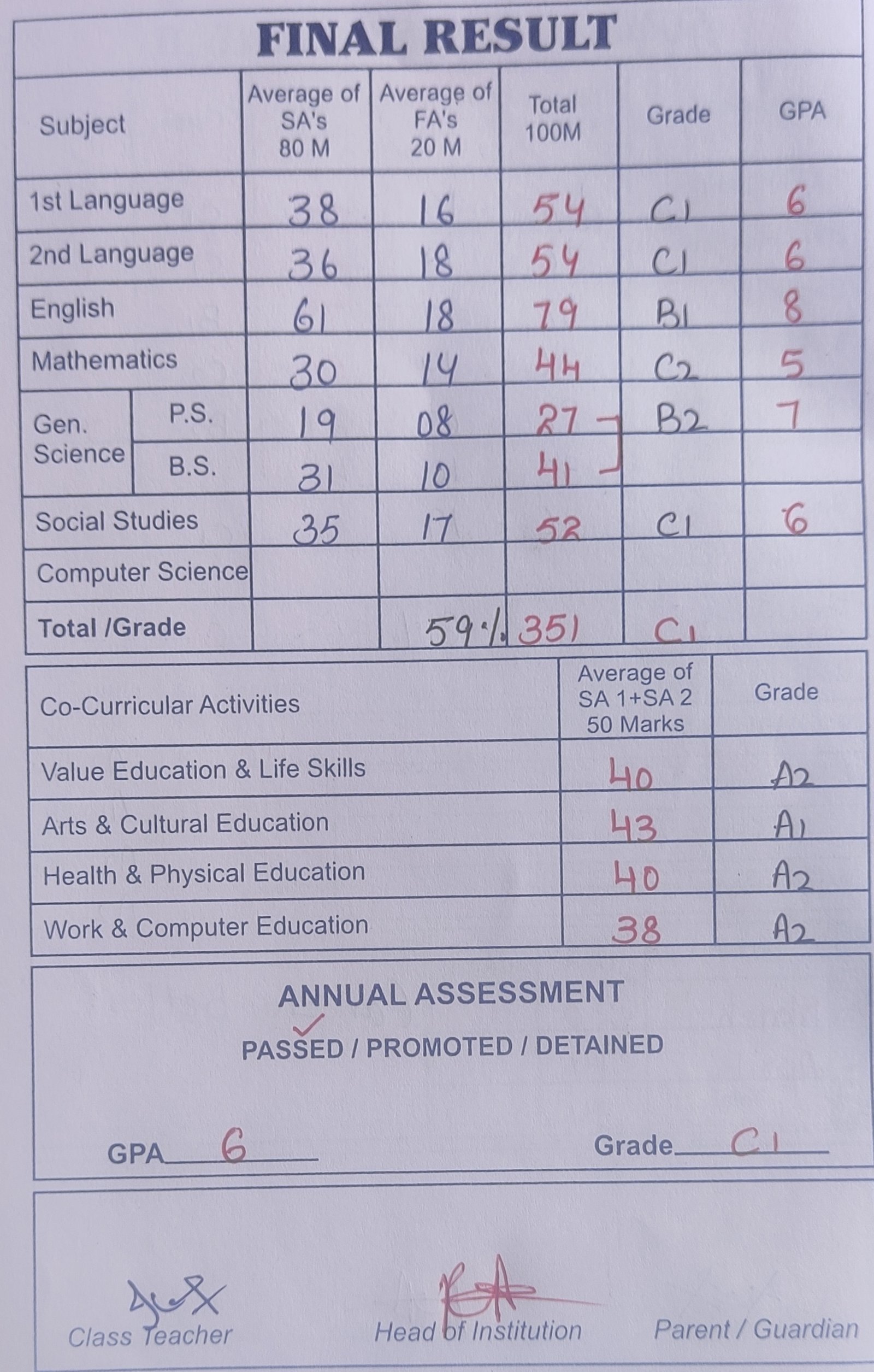 Report Card