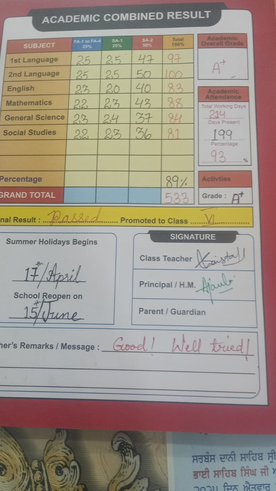 Report Card