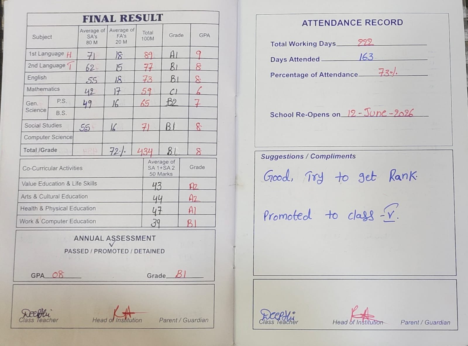 Report Card