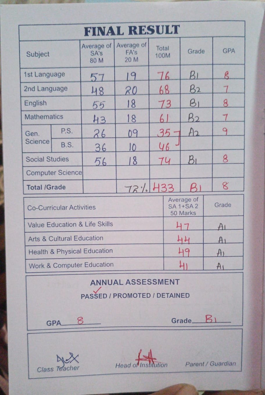 Report Card