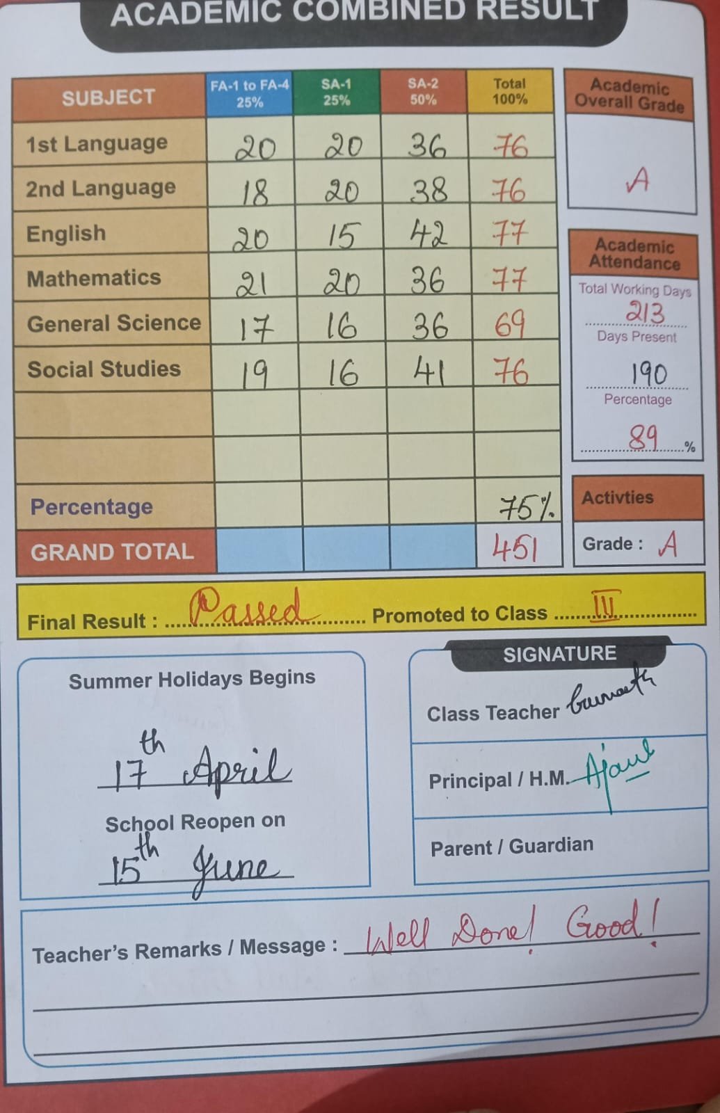Report Card